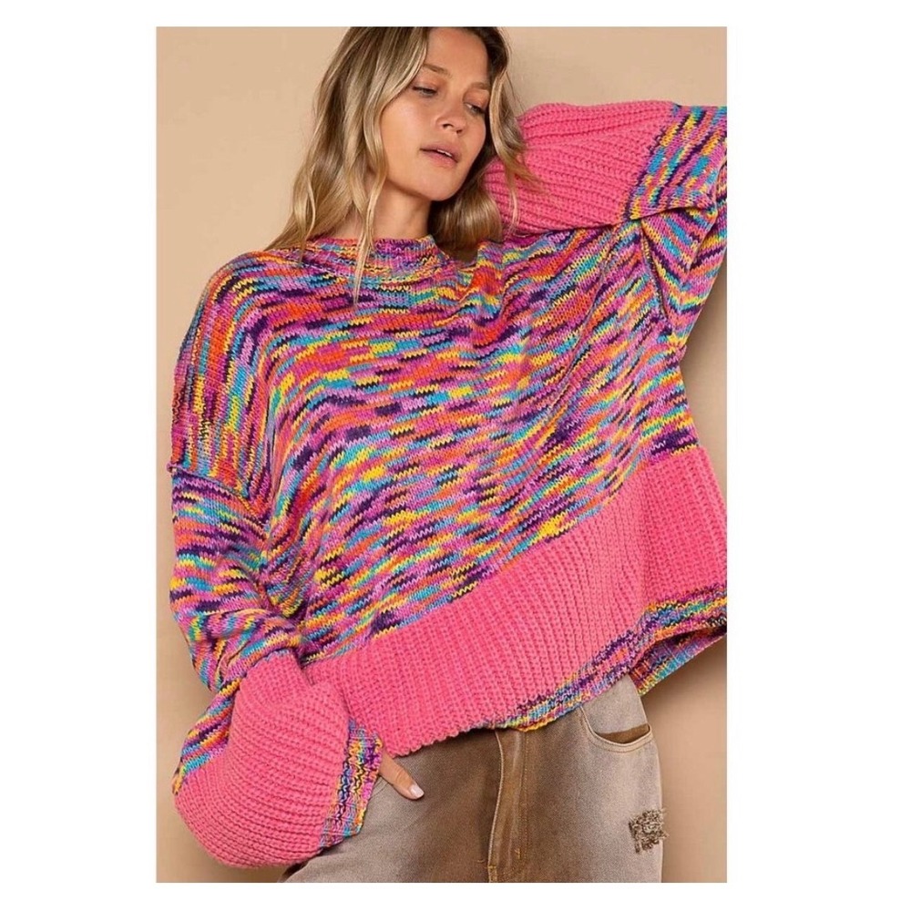 POL multicolor confetti crewneck sweater size Small